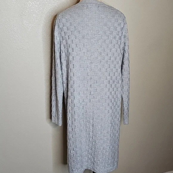 Banana Republic Light Gray Basketweave Knit Cardigan Duster Sweater Jacket Large - Picture 5 of 9